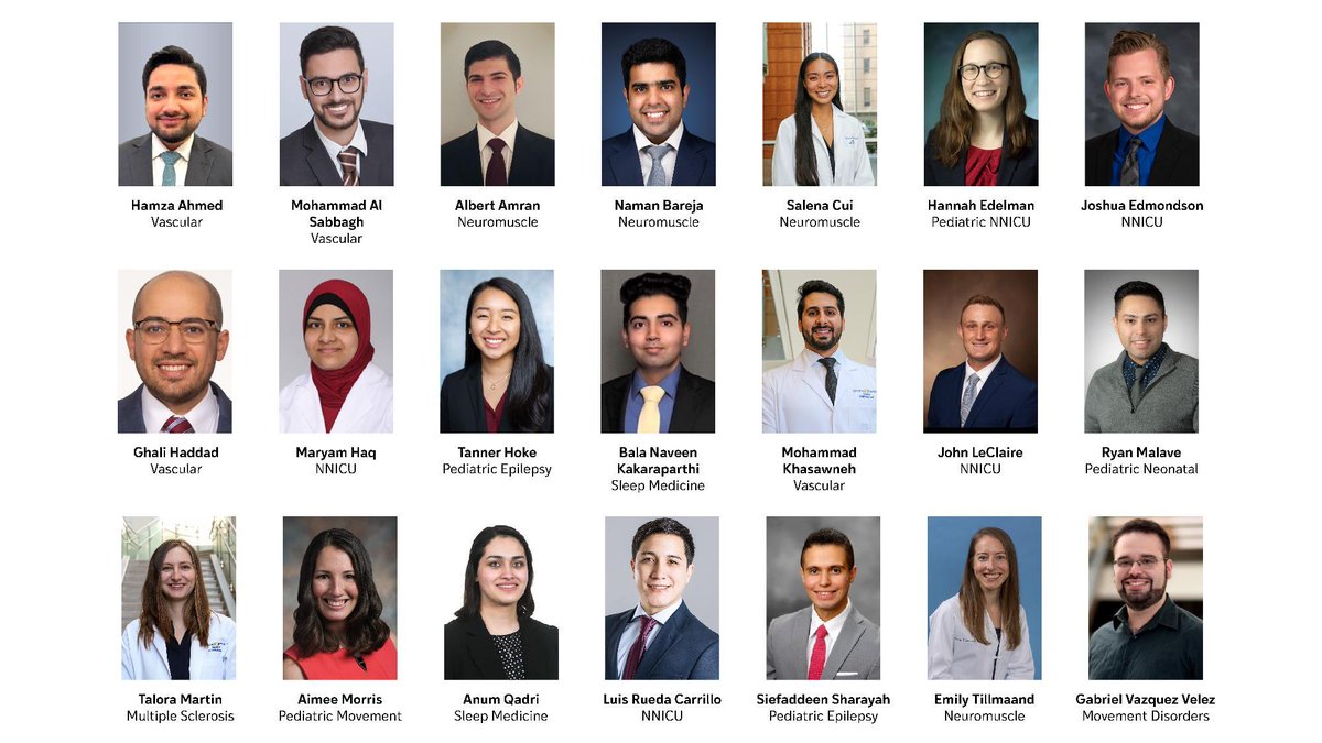 Meet our new fellows! They started in their new roles in July 2025 and have a few months under their belts. 

Interested? We offer fellowships in every neurological subspecialty, allowing trainees to dive deeper into their chosen area with expert mentors.
bit.ly/3VP3s2N