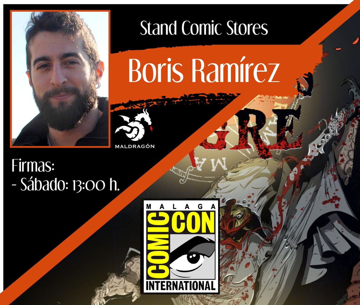 MaldragonE's tweet photo. Listado de los autores Maldragón que firmarán en el stand @comicstores el sábado por la mañana en la @comicconmalaga:
- 13:00 a 14:00 h. @RaulMaldragon 
- 13:00 a 14:00 h. @BorixComix 
- 13:00 a 14:00 h. Abel Carrasco
- 13:00 a 14:00 h. Javier Quintas
https://t.co/uuRqn3wXPv https://t.co/AlnGk3N49w