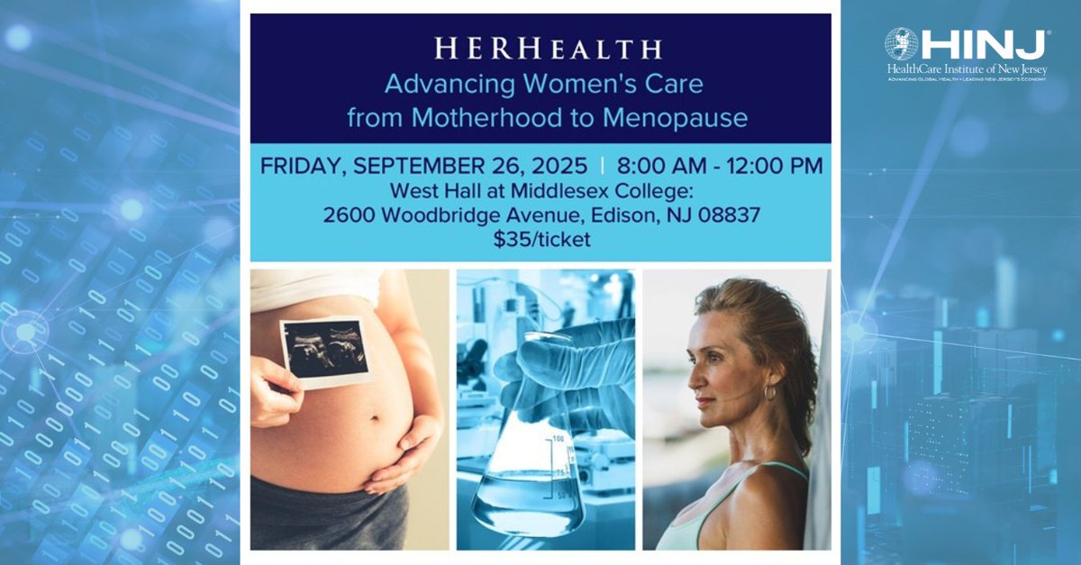 LAST CALL to register for HINJ’s HERHealth: Advancing Women's Care from Motherhood to Menopause, with the support of <a href="/RowanUniversity/">Rowan University</a>  , <a href="/NJBIA/">NJBIA</a> , <a href="/MiddlesexCntyNJ/">Middlesex County NJ Government</a> , <a href="/BayerUS/">Bayer U.S. 🇺🇸</a>  &amp; <a href="/RUCamdenNursing/">RutgersCamdenNursing</a> . The event will be held THIS FRIDAY, 9/26 from 8AM-12PM at <a href="/MiddlesexCollNJ/">Middlesex College</a> .