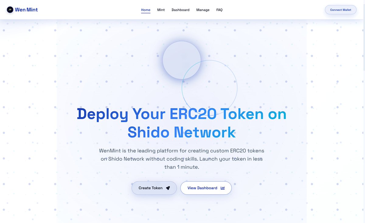 ShidoNetwork's tweet photo. Launch your token in less than 1 minute on Shido Network.

WenMint is the leading platform for token creation, with no coding skills required. Manage all your deployed tokens from one comprehensive dashboard, every token contract is audited and secure.

Add liquidity and trade tokens on @ShidoDEX with deep liquidity and low fees.

Get started now: https://t.co/hMcUqHuJMx