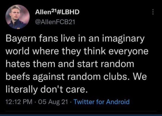 This xweet summing up Bayern’s entire fanbase will never not be funny