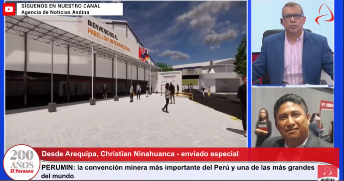 DiarioElPeruano's tweet photo. #EnVivo🔴Desde Arequipa, nuestro enviado especial, Christian Ninahuanca, informa lo último del desarrollo de #PERUMIN, la convención minera más importante del Perú y una de las más grandes del mundo.👉https://t.co/VpSp8jPUTx https://t.co/byjVGipEA6