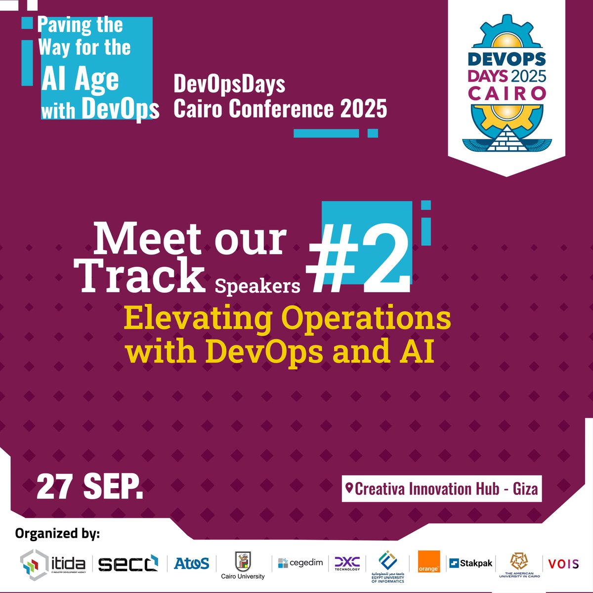 SECC_EG's tweet image. 🔹 Meet the experts at DevOpsDays Cairo 2025
🔗 Register now for your FREE seat: devopsdays.org.eg
📍 Creativa Innovation Hub – Giza
📅 27 September 2025
#DevOpsDays #DevOpsDaysCairo #ITIDA #SECC #Egypt #DigitalEgypt #TechConference