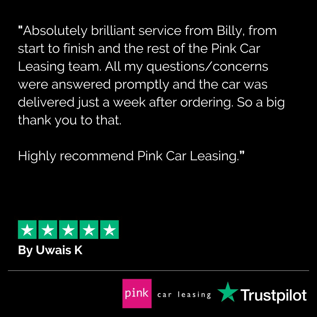 🚘🌟 Looking for a hassle-free leasing experience with 5-star service? We’ve got you covered at Pink Car Leasing!✅

Thank you Uwais for this lovely review!🤩

Visit our website or get in touch to get started today.

🌐 bit.ly/3PSem5X

#carleasing #vanleasing #newcar