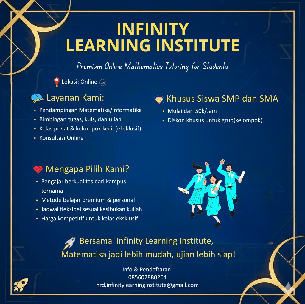 Infinitylearnc's tweet image. Ujian makin dekat? 📚
Butuh pendampingan Matematika online?
Infinity Learning Institute jawabannya! 🚀
#BimbelOnline #KuliahMatematika #MathTok