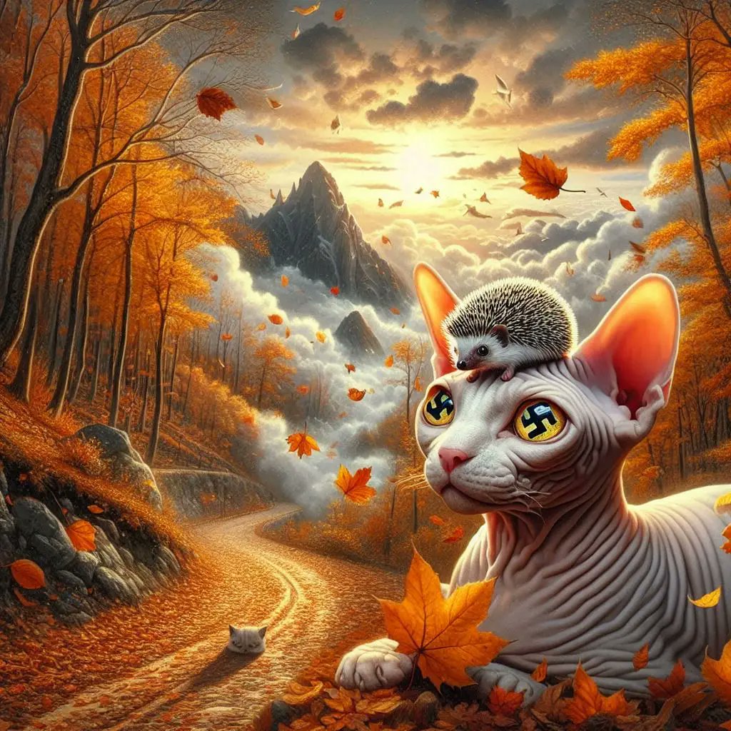 Today is Themed Thursday and todays theme is Fall

Create an image of a hedgehog/animal in a fall setting