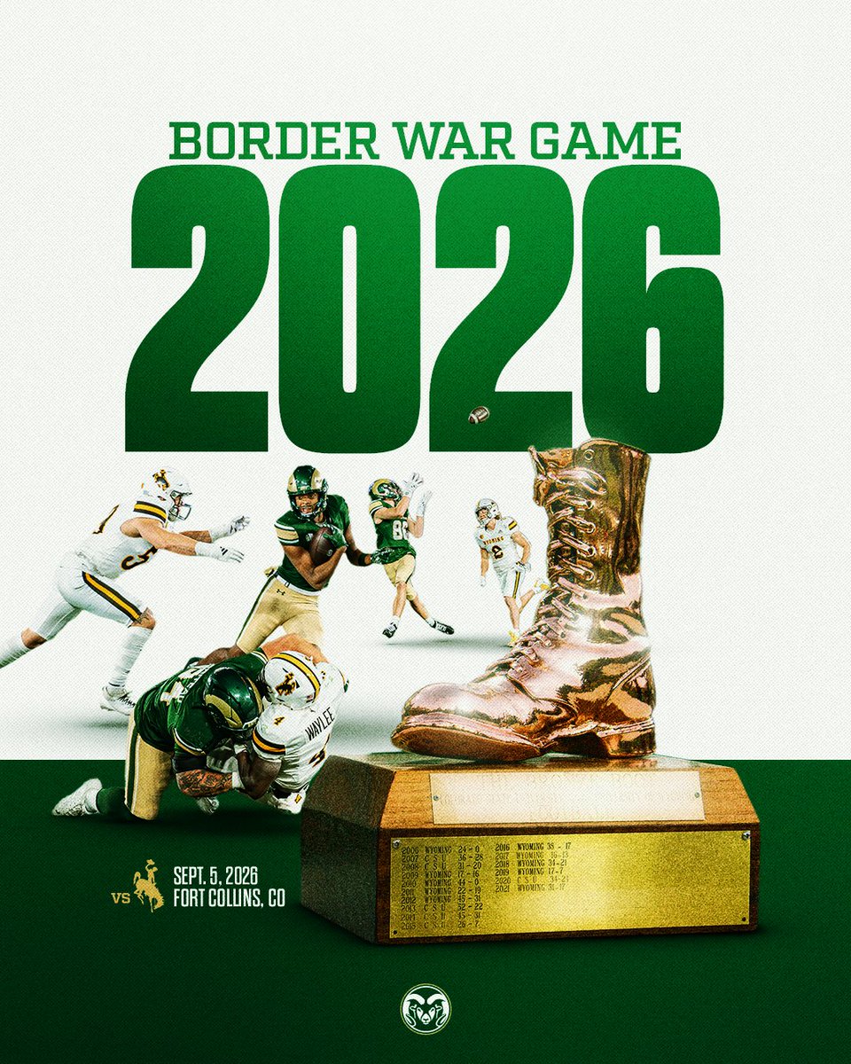 CSUFootball's tweet image. 𝘽𝙊𝙍𝘿𝙀𝙍 𝙒𝘼𝙍 𝙂𝘼𝙈𝙀 𝘾𝙊𝙉𝙏𝙄𝙉𝙐𝙀𝙎 🥾🔥

The 2026 season opener will bring the Border War Game back to Canvas Stadium - September 5, 2026

📝 csura.ms/46xxY6b

#Relentless x #RamGrit🐏