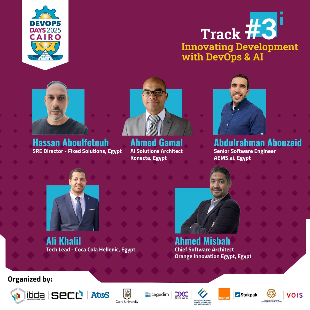 SECC_EG's tweet image. 🔹 Meet the experts at DevOpsDays Cairo 2025
🔗 Register now for your FREE seat: devopsdays.org.eg
📍 Creativa Innovation Hub – Giza
📅 27 September 2025
#DevOpsDays #DevOpsDaysCairo #ITIDA #SECC #Egypt #DigitalEgypt #TechConference