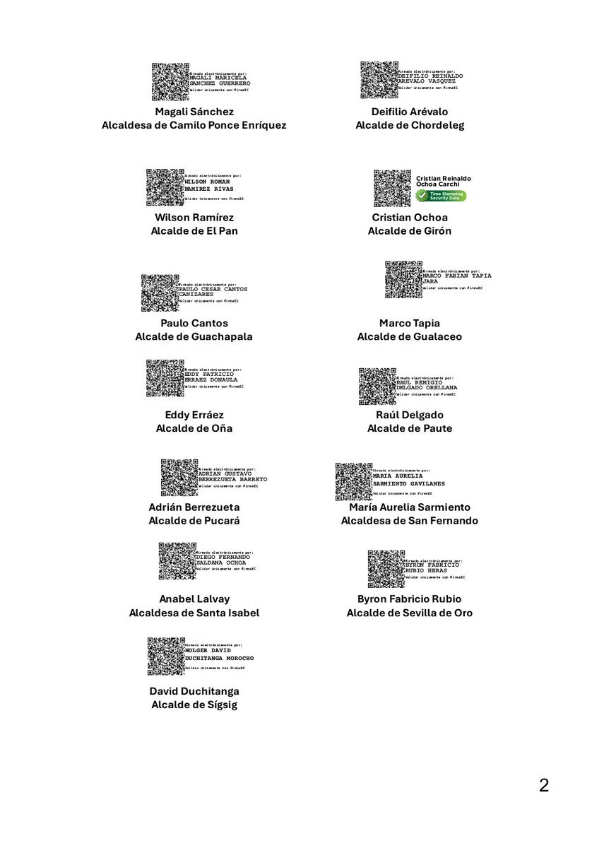 📌Los alcaldes del Azuay respaldan al Gobierno del presidente <a href="/DanielNoboaOk/">Daniel Noboa Azin</a>
Así se construye #ElNuevoEcuador
 Aquí el comunicado 👇