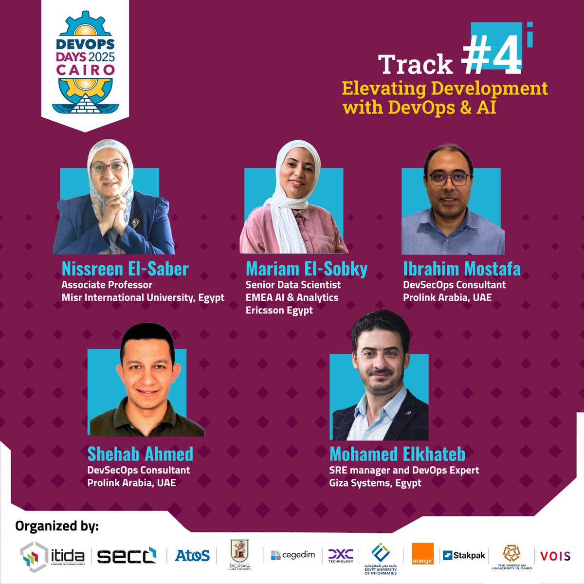 SECC_EG's tweet image. 🔹 Meet the experts at DevOpsDays Cairo 2025
🔗 Register now for your FREE seat: devopsdays.org.eg
📍 Creativa Innovation Hub – Giza
📅 27 September 2025
#DevOpsDays #DevOpsDaysCairo #ITIDA #SECC #Egypt #DigitalEgypt #TechConference