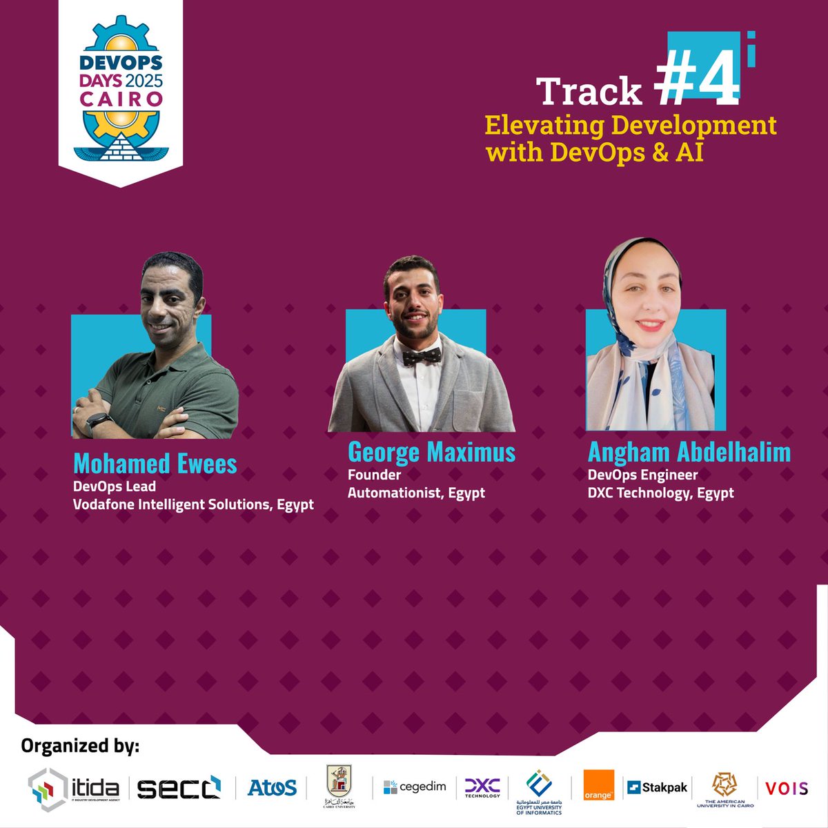 SECC_EG's tweet image. 🔹 Meet the experts at DevOpsDays Cairo 2025
🔗 Register now for your FREE seat: devopsdays.org.eg
📍 Creativa Innovation Hub – Giza
📅 27 September 2025
#DevOpsDays #DevOpsDaysCairo #ITIDA #SECC #Egypt #DigitalEgypt #TechConference