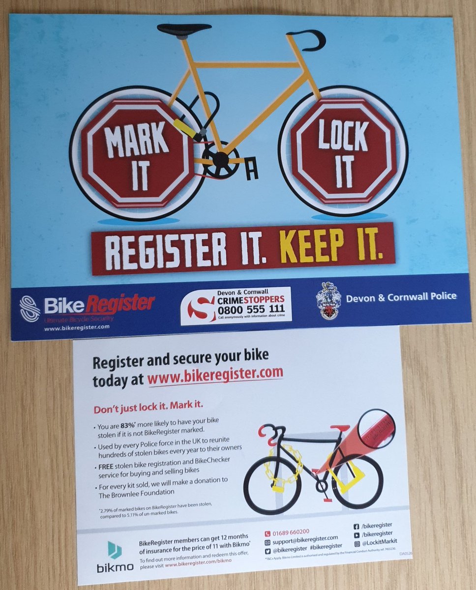 Deter cycle theft 
Marking your bike makes it unique
Use a quality lock such as an accredited hardened D-shape lock
Registration is secure and allows all UK police forces to trace and return if stolen.
30017 England
