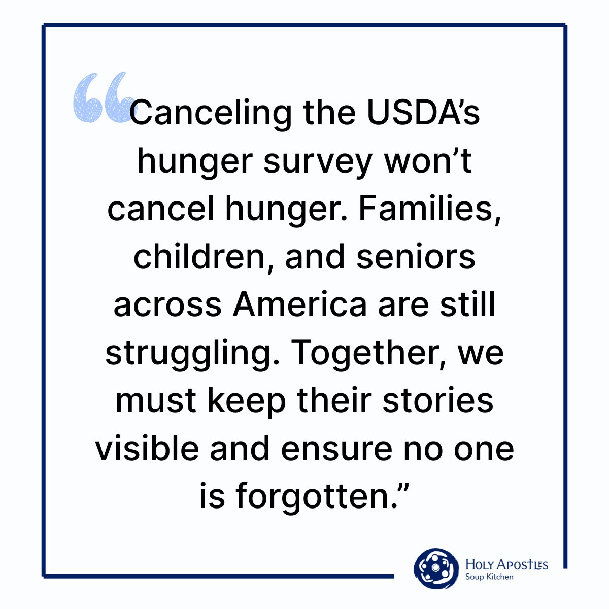 🚨 The Administration has ended the USDA’s annual hunger survey—America’s most reliable tool for tracking food insecurity.

Hiding the numbers won’t hide the crisis. We see the need every day, and we will not stay silent.

#EndHunger #FoodInsecurity