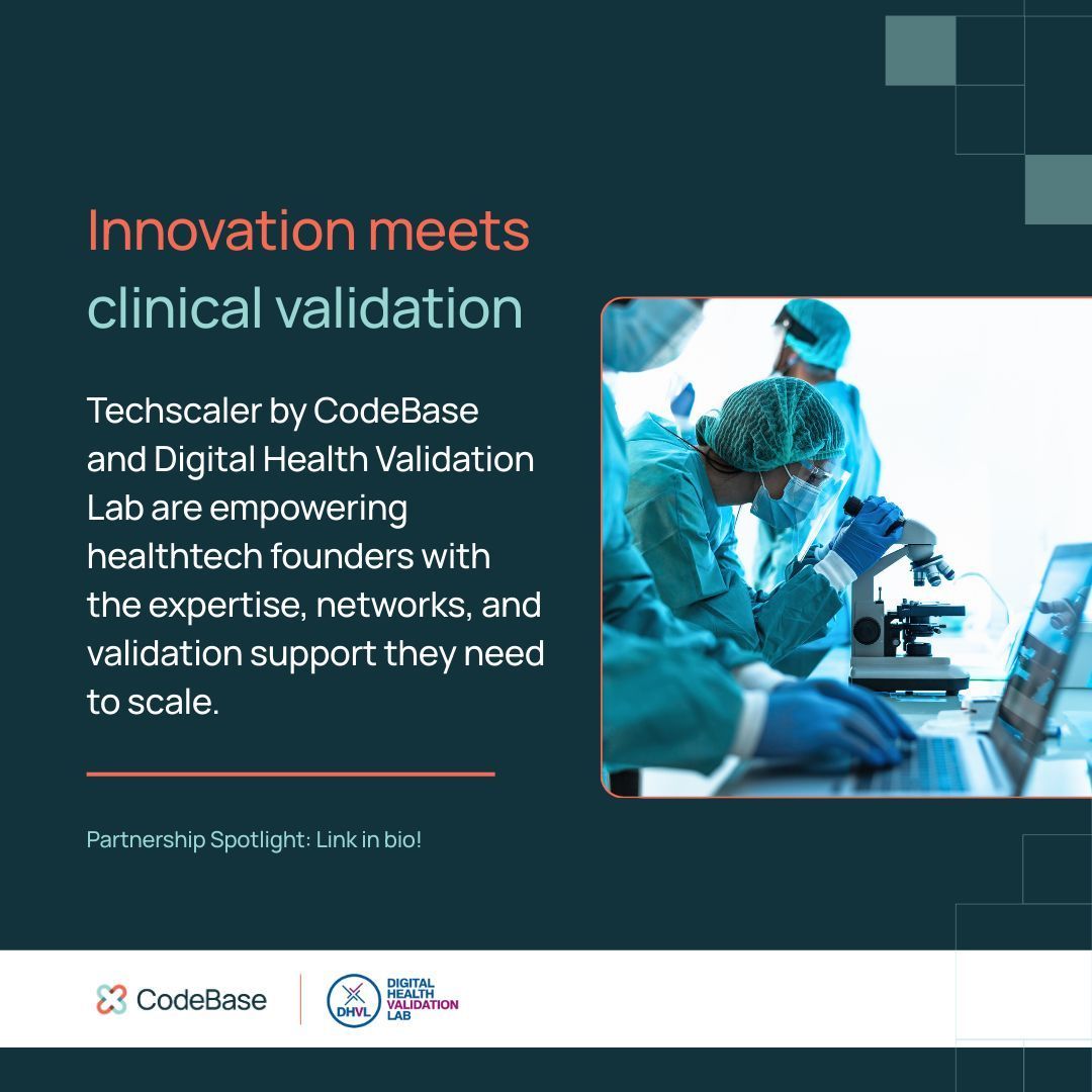 CodeBaseTech's tweet image. Evidence generation and clinical validation remain tough challenges. Through our ongoing partnership with Digital Health Validation Lab, we provide guidance, clinics, and expertise to help founders bring safe innovations into healthcare.
Know more: thisiscodebase.com/resources/stre…