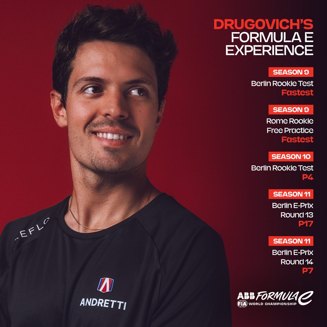 FIAFormulaE's tweet photo. He’s been here before 👀

@FelipeDrugovich already has plenty of Formula E experience under his belt! ⚡️ https://t.co/juoDKCeVKr