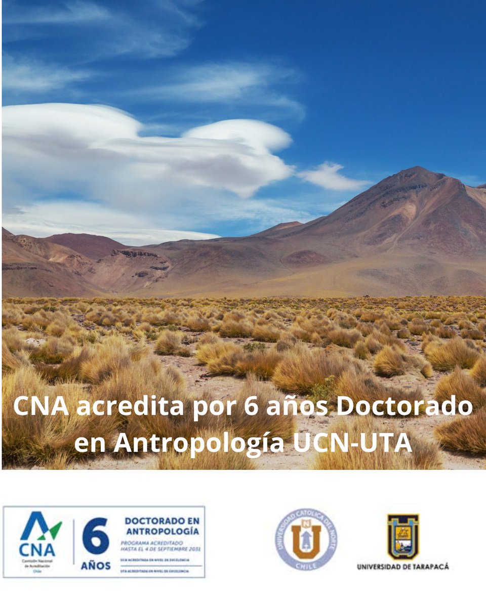 Este reconocimiento reafirma la calidad, trayectoria y proyección de un programa pionero en Chile y en la región 🌎.
📌 Postulaciones abiertas hasta el 29 de septiembre, 2025.
🔗 Más info en nuestras redes / web.
#DoctoradoAntropología #UCN #UTA #CNA #Acreditación #Antropología