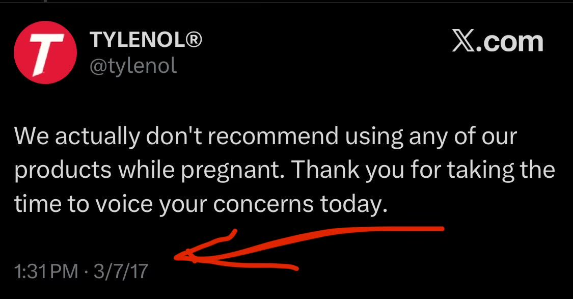 Important enough for a post. 

x.com/tylenol/status…