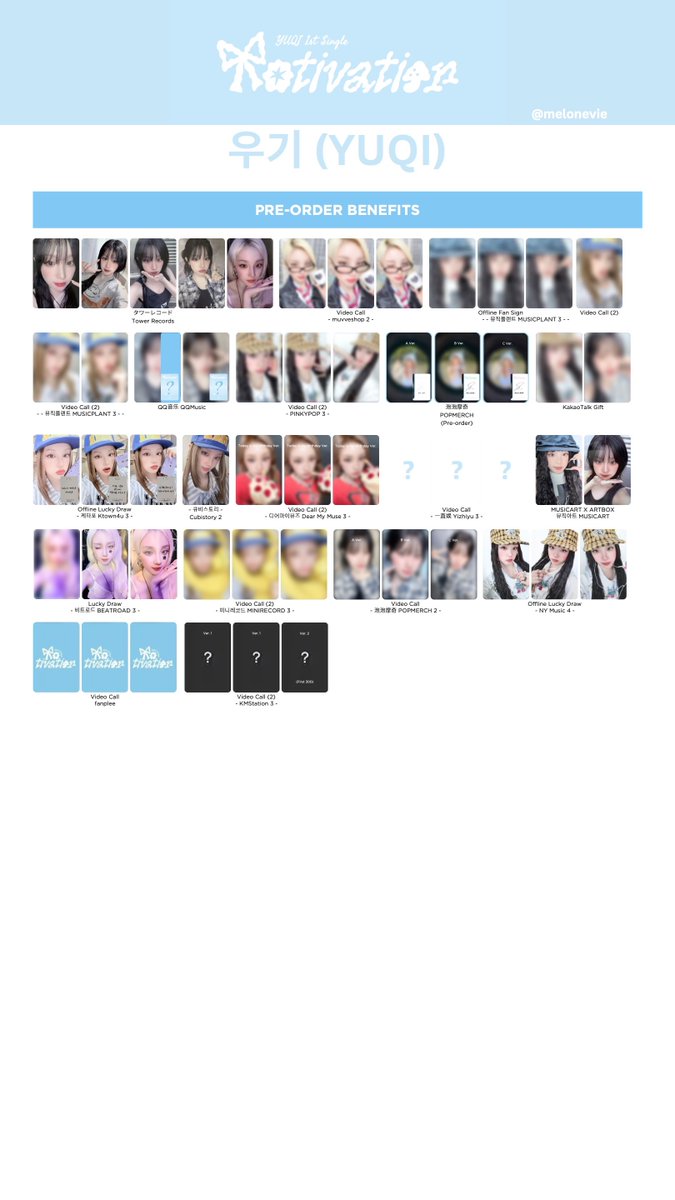melonevie's tweet photo. YUQI ‘Motivation’ Photocard Template

+ tbh, Album, K4, MS, BR, DMM, EL, GeeGoodly, KNPOPS, MUSICPLANT, PINKYPOP, Continued in thread 

**Winner benefits continued in thread

YUQI Motivation 포카 리스트
우기 yuqi #우기 #YUQI #宋雨琦 #雨琦
#Motivation https://t.co/BmNN9M7bCn