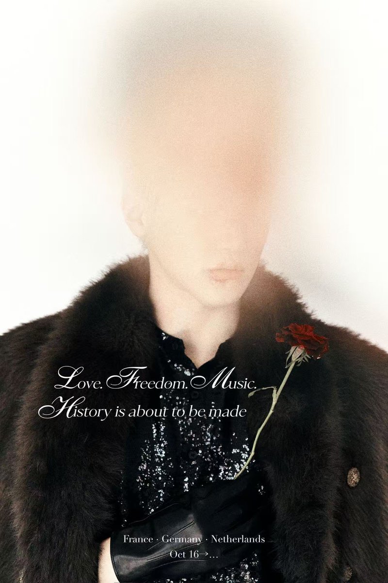 moduleone2025's tweet photo. 🏳️‍🌈A new chapter in K-pop history begins.🏳️‍🌈

The first openly LGBTQ+ idol from a K-pop boy group — a hero admired not only for his courage, but for his undeniable talent and artistry.

From whispers to a crimson truth, his voice now echoes across Europe.

🇫🇷🇩🇪🇳🇱 Starting October 16🥀

#modnext #CrimsonWhisper