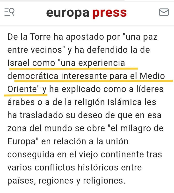 Según <a href="/pacodelatorrep/">Paco de la Torre</a>:

"Genocidio es una palabra muy fuerte"

"Israel es una experiencia democrática interesante para Medio Oriente"

Llama democracia a un Estado terrorista.Le parece fuerte la palabra genocidio pero no los 680.000 palestinos asesinados.

Cómplice del sionismo.