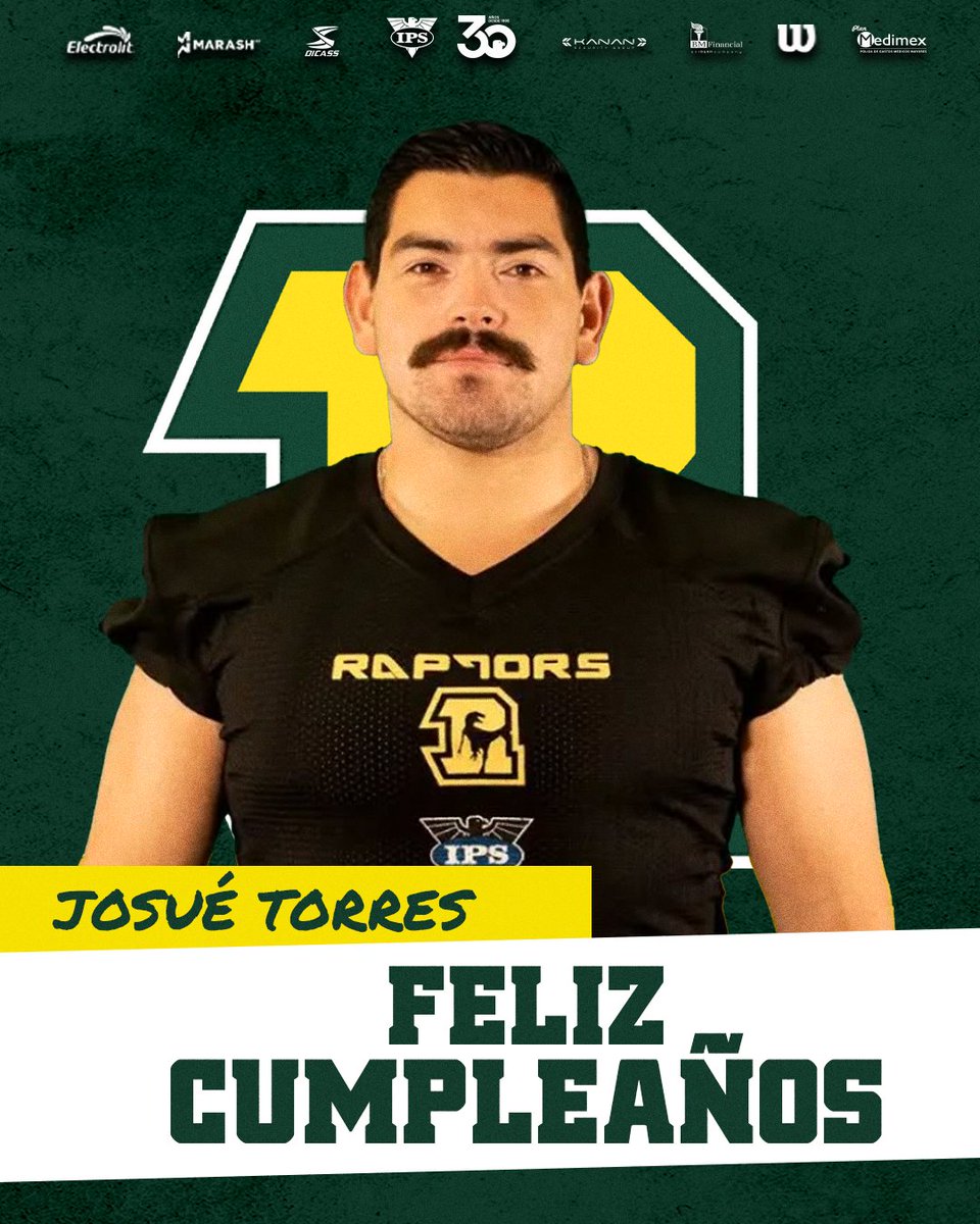 ¡Feliz cumpleaños, Josué!🥳

Que disfrutes tu día al máximo rodeado de tus seres queridos. Te deseamos un año lleno de éxitos personales y profesionales… y que ese bigote siga siendo el más icónico de la LFA. 

#YoSoyRaptorDe💚
#HechoEnMéxico