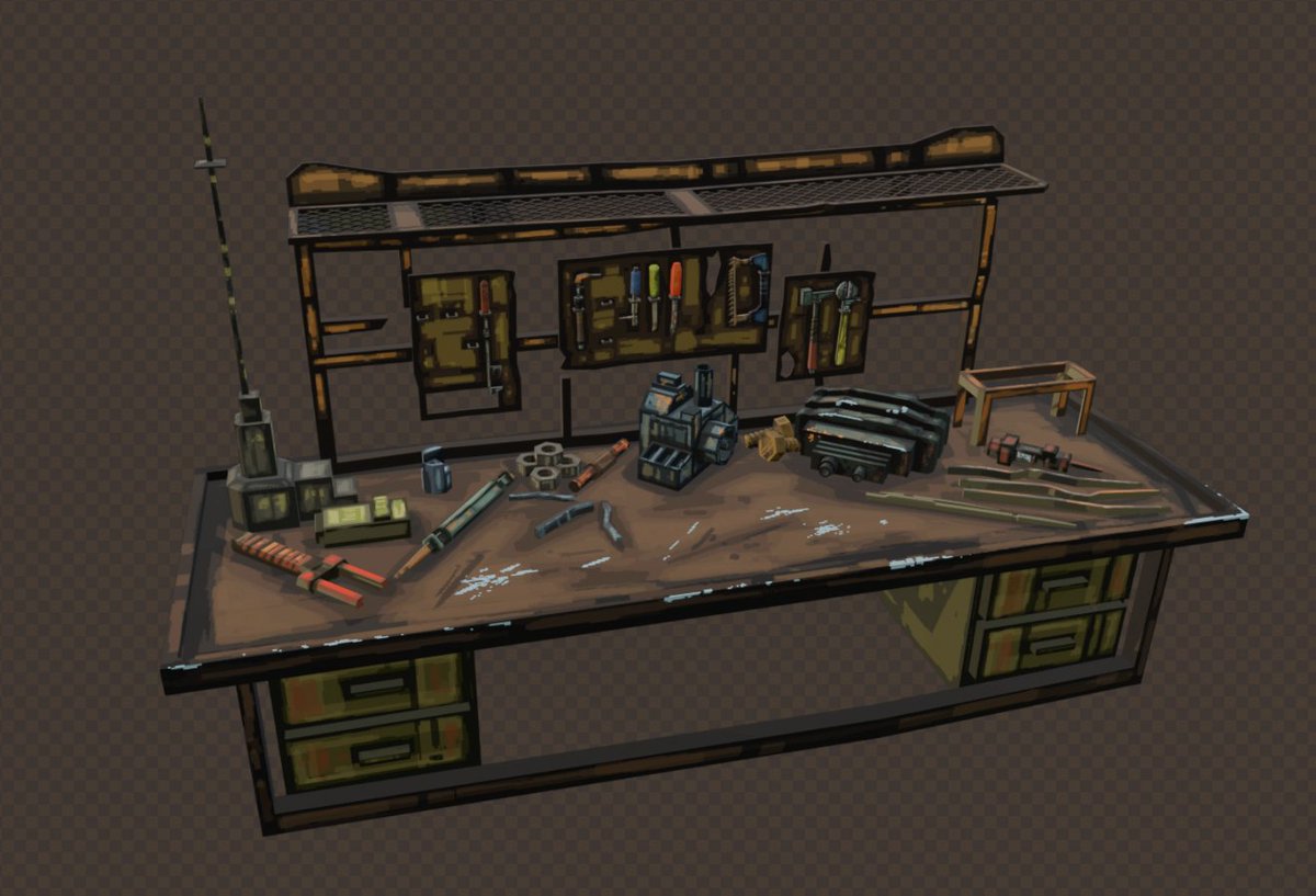 MFG_studio's tweet photo. A messy workspace for TRASH PLANET GAMES upcoming title IRONCLAD.  

Looks a lot like my work bench right now. https://t.co/z71WyEGf16