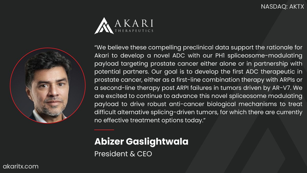 CEO Abizer Gaslightwala, shares excitement around preclinical data supporting the development of a novel ADC with our PH1 spliceosome-modulating payload. The goal is to advance the first ADC therapeutic in prostate cancer, addressing a major unmet need.
 
bit.ly/4gEN7XX