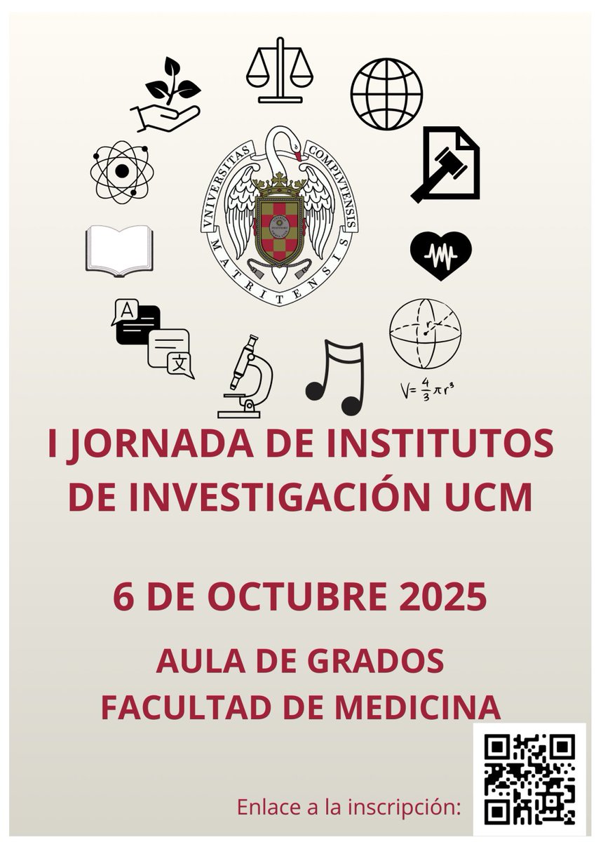 🎓✨ ¡No te pierdas la Jornada de Institutos UCM!
🗓️ 6/10/2025 | ⏰ 9:00-15:30 | 🏛️ Facultad de Medicina
El IIORC te invita a descubrir y compartir investigación 🔬💡📚 en ciencia, salud, humanidades y sociedad.
👉 Inscríbete aquí: docs.google.com/forms/u/0/d/e/…