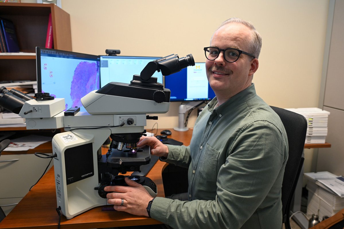 Dr. Robert Humble (<a href="/RobHumbleMD/">Rob Humble, MD</a>) came to #UMichPath for a GU fellowship, thinking it’d be one year. Now, as a faculty member, he diagnoses GU cancers, mentors trainees, and researches biomarkers. Off the scope, he and his husband, Anthony, explore Michigan’s trails with their