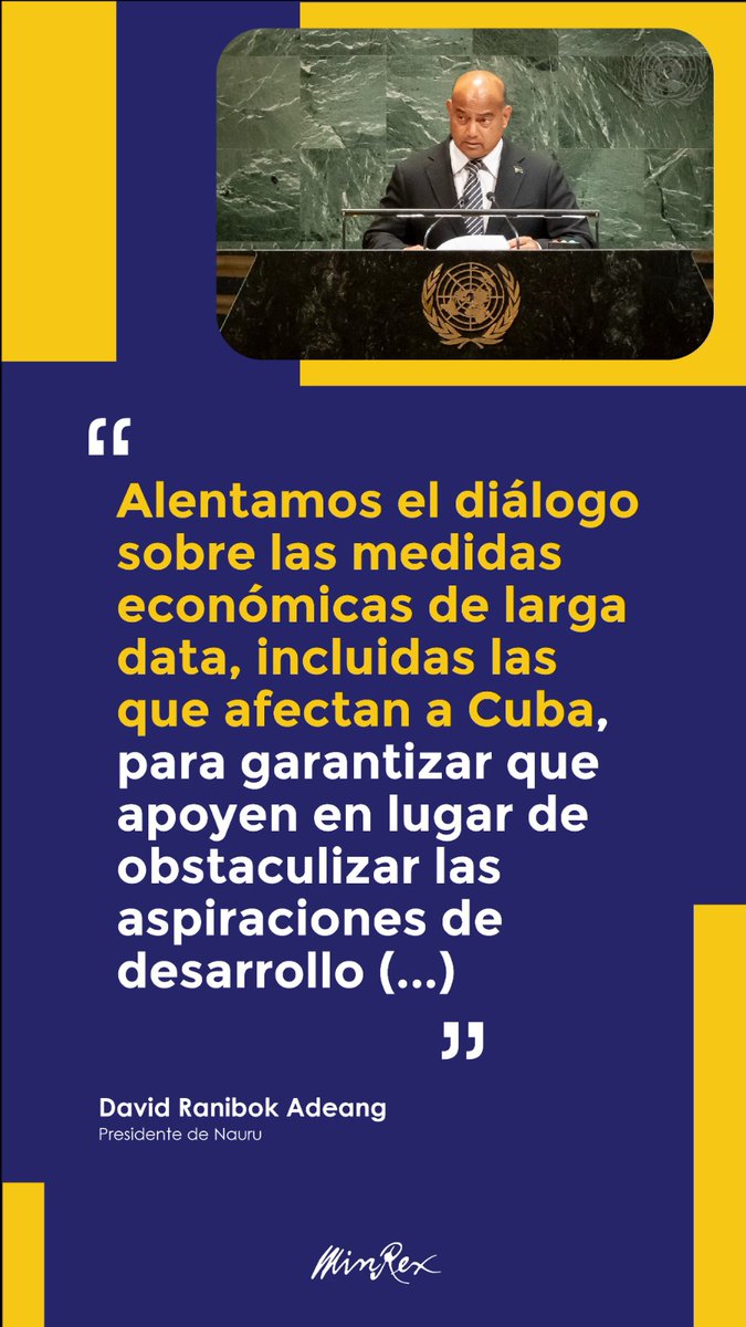 Continúan los pronunciamientos en #AGNU80 a favor del levantamiento del bloqueo de EEUU  y contra la injusta inclusión de #Cuba 🇨🇺 en la lista de supuestos estados patrocinadores del terrorismo.