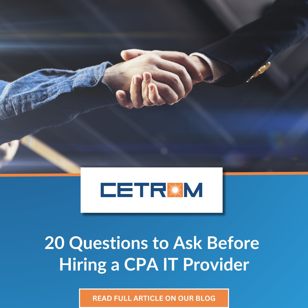 Choosing the right IT provider? Don’t miss our checklist:
📝 20 Questions Every CPA Firm Should Ask
🔗 hubs.la/Q03KwyX_0

#CPAIT #AccountingTech #SmartChoices