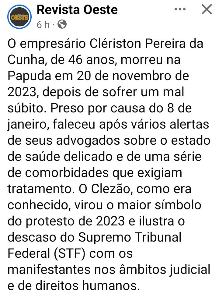 AvanteBrasil_'s tweet photo. Os mortos do 08)01 que assombram o supremo.
- REVISTA OESTE https://t.co/UCwYzDGxU0