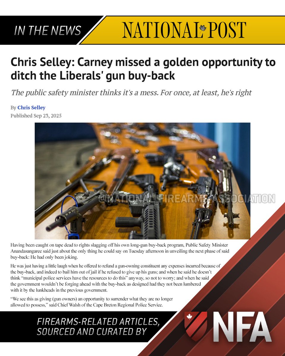 Canada's National Firearms Association (@canadasnfa) on Twitter photo "Abide by the 'voluntary' law, that is. Canadians are so law-abiding, we even follow the laws that donโt exist!"
๐๐๐ซ๐ง๐๐ฒ ๐ฆ๐ข๐ฌ๐ฌ๐๐ ๐ ๐ ๐จ๐ฅ๐๐๐ง ๐จ๐ฉ๐ฉ๐จ๐ซ๐ญ๐ฎ๐ง๐ข๐ญ๐ฒ ๐ญ๐จ ๐๐ข๐ญ๐๐ก ๐ญ๐ก๐ ๐๐ข๐๐๐ซ๐๐ฅ๐ฌ' ๐ ๐ฎ๐ง ๐๐ฎ๐ฒ-๐๐๐๐ค
๐ถโ๐๐๐ ๐๐๐๐๐๐ฆ, "Abide by the 'voluntary' law, that is. Canadians are so law-abiding, we even follow the laws that donโt exist!"
๐๐๐ซ๐ง๐๐ฒ ๐ฆ๐ข๐ฌ๐ฌ๐๐ ๐ ๐ ๐จ๐ฅ๐๐๐ง ๐จ๐ฉ๐ฉ๐จ๐ซ๐ญ๐ฎ๐ง๐ข๐ญ๐ฒ ๐ญ๐จ ๐๐ข๐ญ๐๐ก ๐ญ๐ก๐ ๐๐ข๐๐๐ซ๐๐ฅ๐ฌ' ๐ ๐ฎ๐ง ๐๐ฎ๐ฒ-๐๐๐๐ค
๐ถโ๐๐๐ ๐๐๐๐๐๐ฆ,