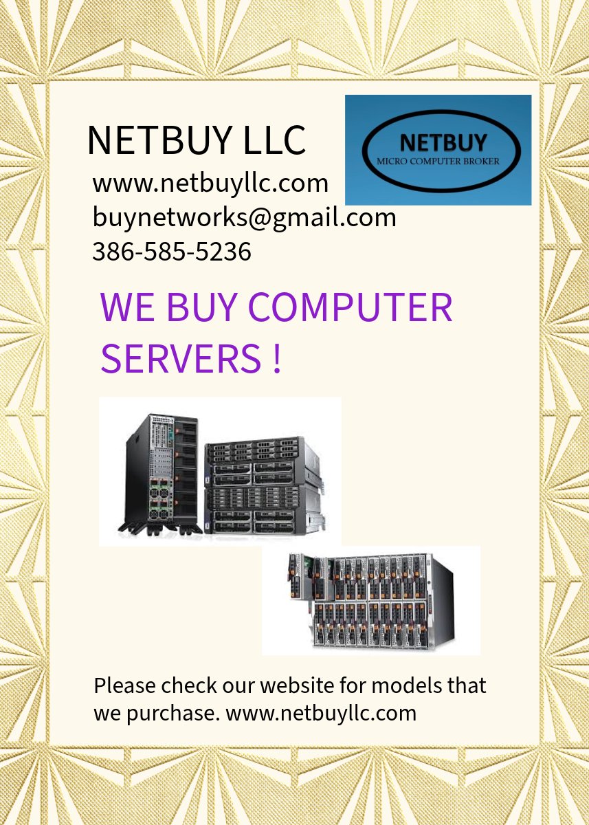 netbuy3's tweet image. WE BUY MOST BRANDS OF COMPUTER SERVERS, BOTH USED AND NEW.
netbuyllc.com buynetworks@gmail.com
#computerserver
#ciscoserver
#hpserver
#dellservers
#ibmservers