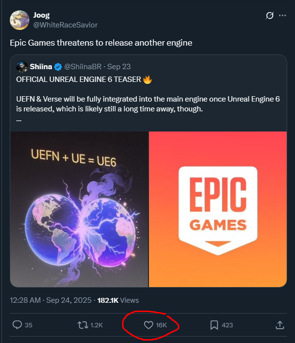The year 2025, where you can call UE5 a terrible engine, while also multiple Game of the Year games from the last couple years were made with the engine.
ITS ALMOST LIKE'S NOT THE ENGINE 😱