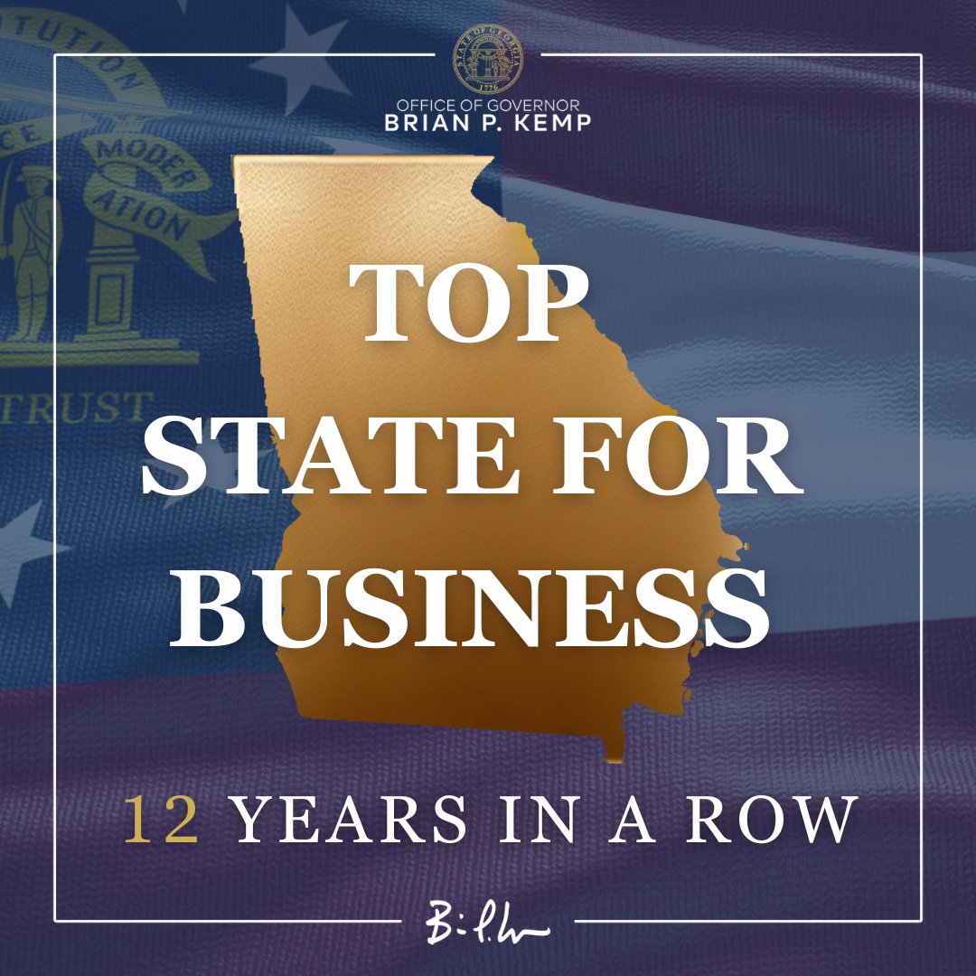 For 12 straight years, Georgia has been voted the "Top State for Business!" While we've earned this ranking for over a decade, it's by no means guaranteed. It is a reflection of the sustained commitment we have to excellence and a team approach to economic development!