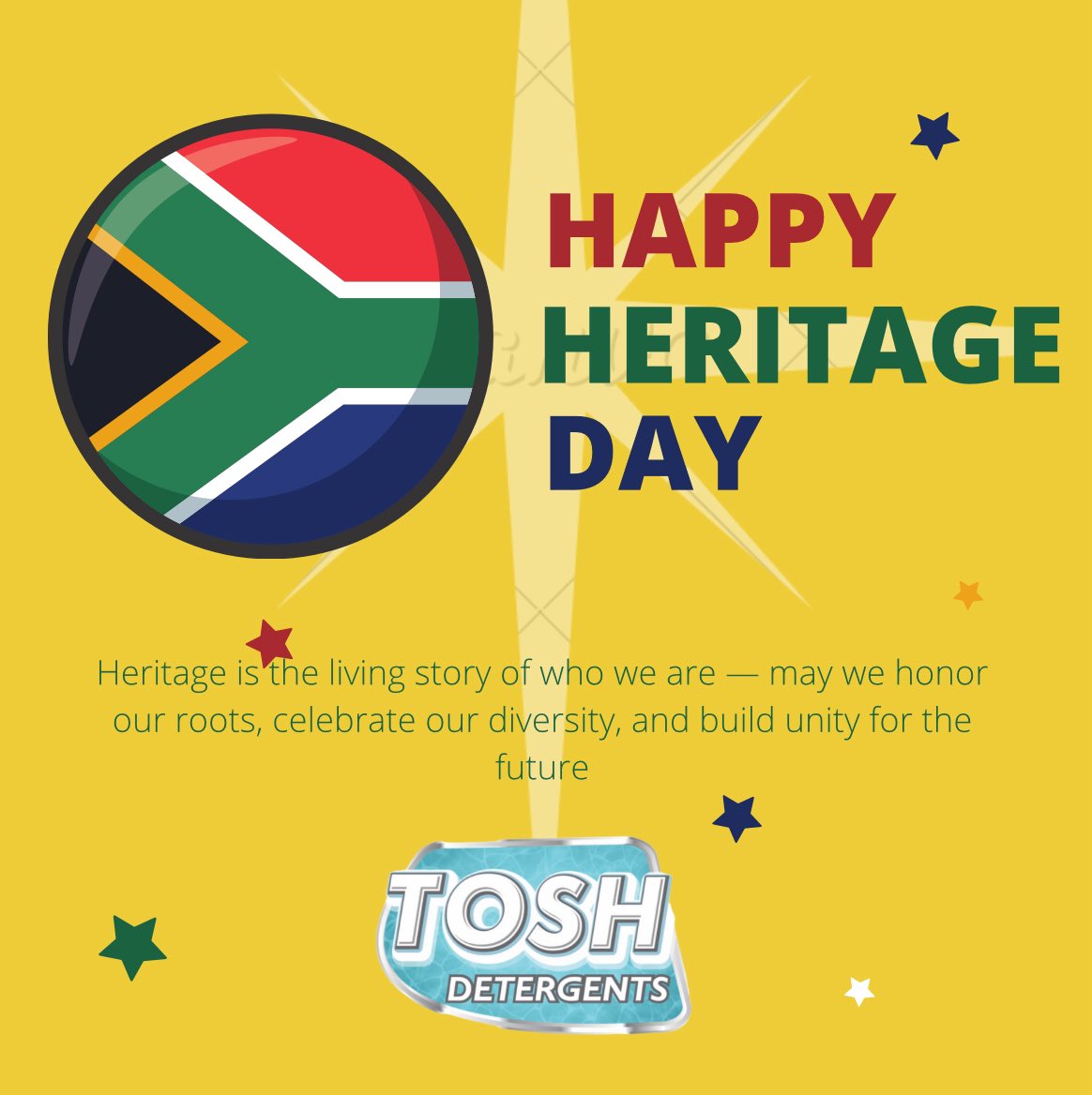 Together, we carry forward the spirit of resilience, innovation, and unity that defines our heritage.

#HeritageDay #ToshDetergents #UnityInDiversity #ProudlySouthAfrican #Sustainability #tosh #impact #diversity