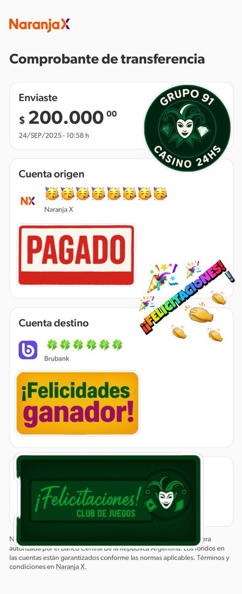 Octta_'s tweet image. 💥 De la pantalla a tu bolsillo 💥
🎰 Ganás, cobramos y en minutos tenés tu premio 💸
Sin promesas, sin vueltas: premios pagados de verdad ✅

El próximo festejo puede ser el tuyo 🚀

📲 Escribinos y jugá ya.
👉🏻 wa.link/hhznkr