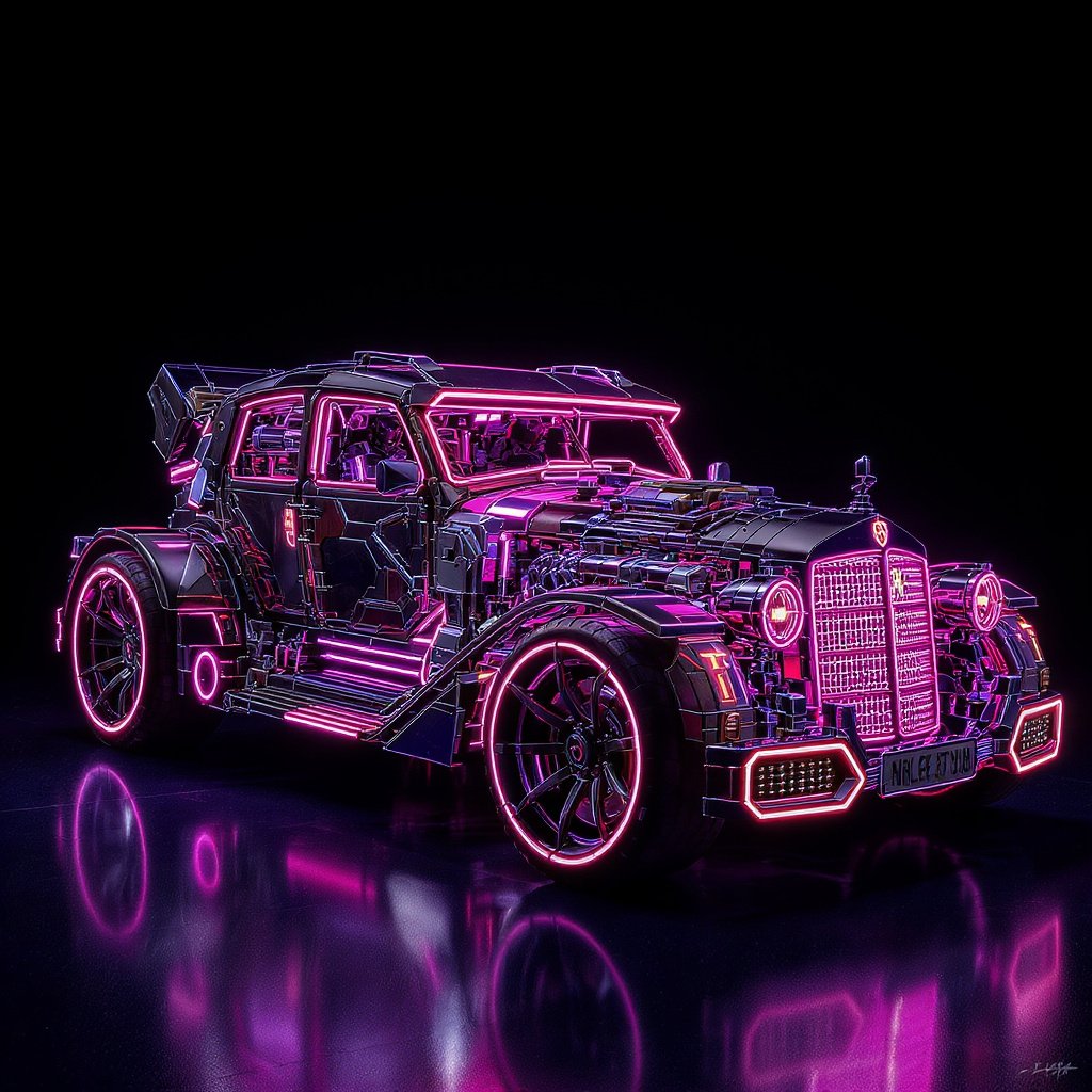 Bitnostalgic88's tweet image. Cyberphunk Benz Patent Motor Car 🚗 #NFTartwork #cyberpunk #Car