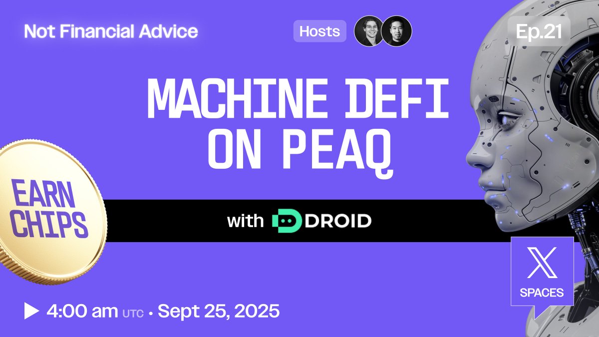 Join us and <a href="/droidlending/">Droid</a> tomorrow.

"Machine DeFi on Peaq"

➩ Set your reminders: x.com/i/spaces/1gqxv…