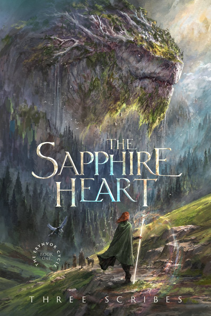 ANOTHA ONE

Cover reveal for <a href="/ThreeScribes/">Three Scribes (are drafting book two)</a> debut release, The Sapphire Heart (The Erynvor Cycle #1).

Art by the one and only <a href="/jeffbrown67/">Jeff Brown</a> 

Release date: October 20th, 2025.

Sitting quite chonky at 718 pages.

Find out more below!