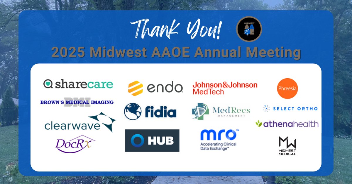 Thank you for your support!
 
The Midwest AAOE would like to recognize and thank the following companies who took part in our recent 2025 Annual Meeting: midwestaaoe.com/2025-meeting-e…