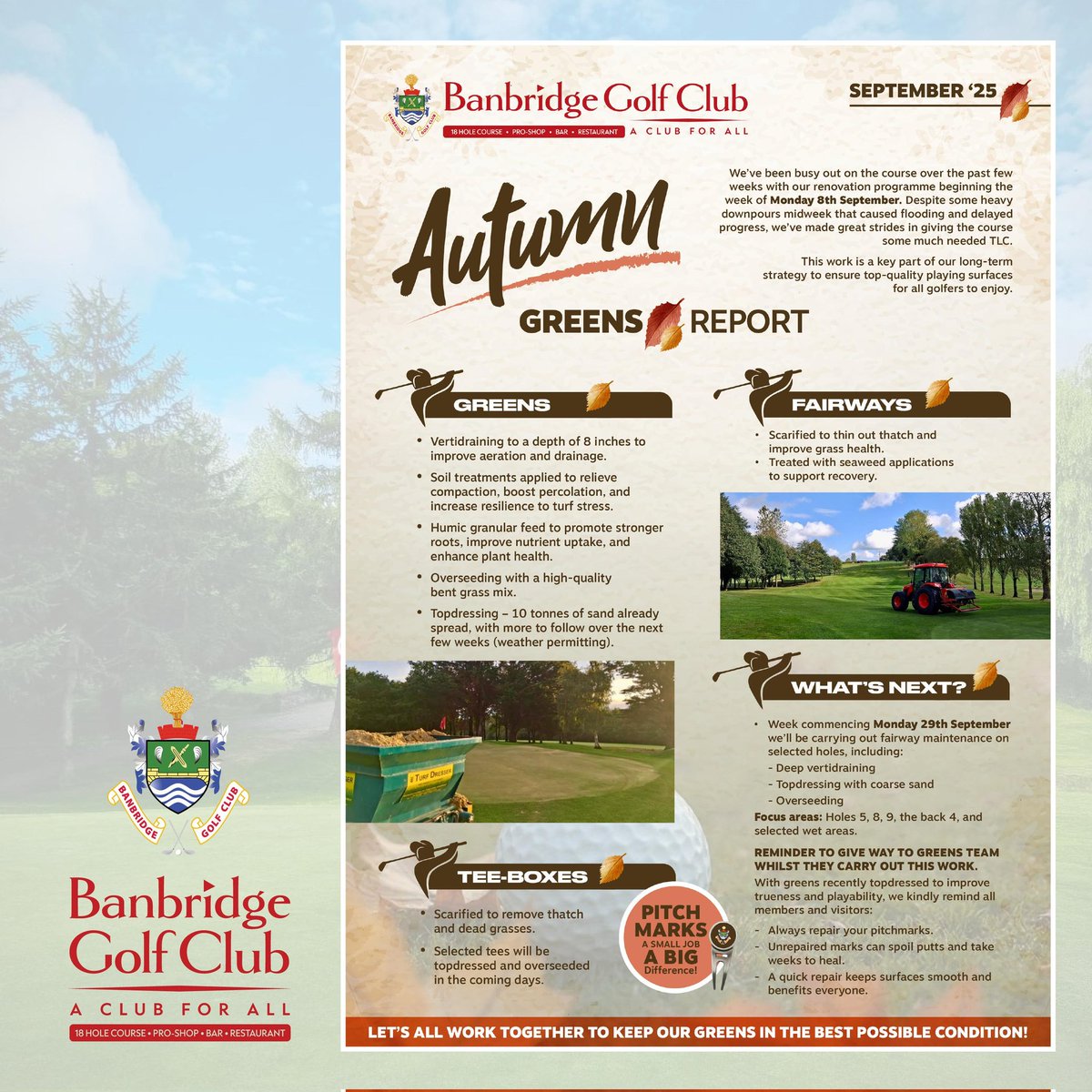 Autumn renovations Report 🍂🚜⛳️🌞 <a href="/banbridgegolf/">Banbridge Golf Club</a>
