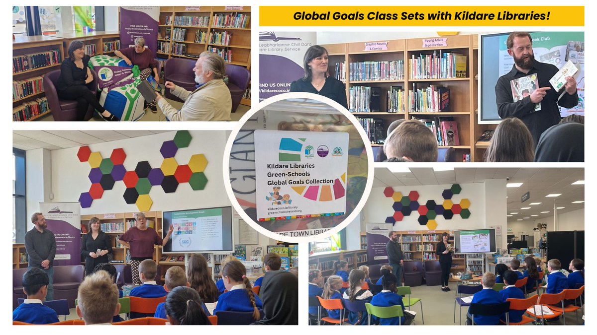 GreenSchoolsIre's tweet photo. This week we kicked off #GlobalGoalsWeek with something very special...the launch of our collaboration with @kildarelibrary! 🌏 💚 📚
Thanks to this partnership, schools across Kildare can now borrow the full Global Goals Book Club collection. This means students will get the chance to explore the #SustainableDevelopmentGoals through stories and books in a fun and engaging way!
We were thrilled to mark the launch in Kildare Town Library yesterday alongside the wonderful students of St. Brigid’s School, whose energy and enthusiasm made it the perfect start to this exciting new chapter!
@DeptCEE @AnTaisce
#GreenSchools #GlobalGoals #SDGs #BookClub