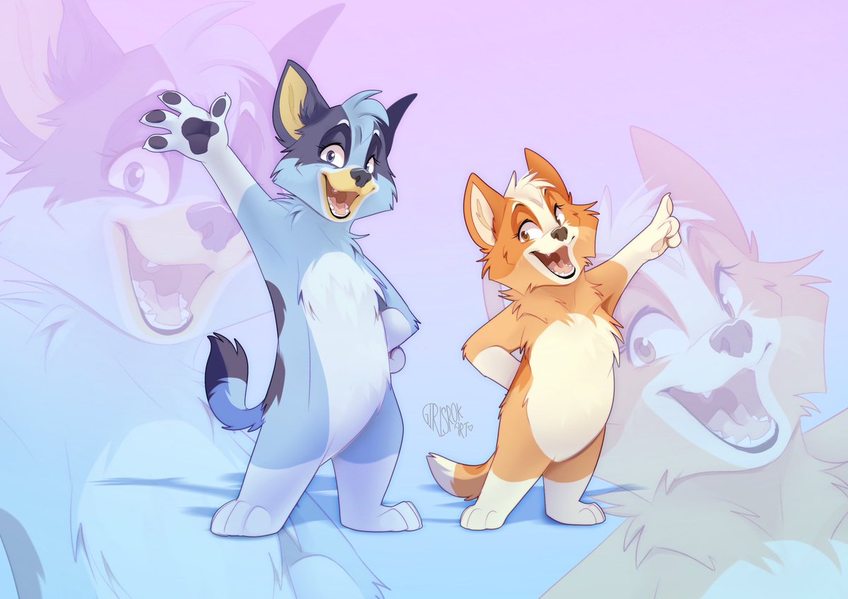 Had to draw these two after drawing Bandit and Chilli 💙🧡