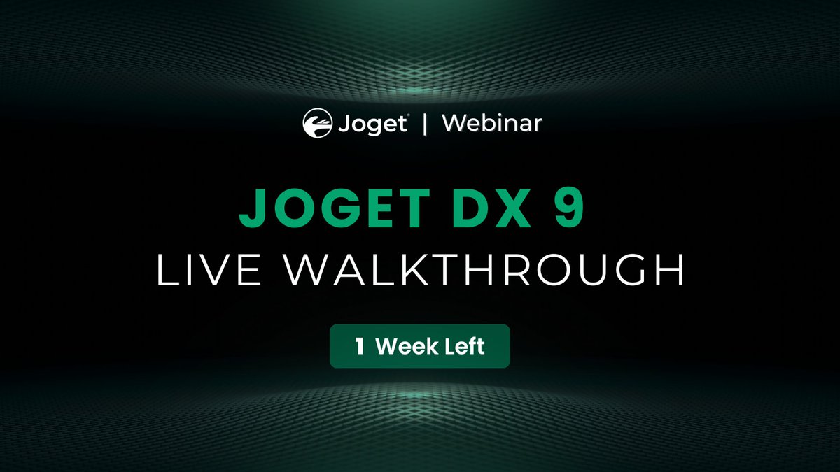 jogetworkflow's tweet image. Don’t miss it! Joget DX 9 Live Walkthrough is happening Oct 1, 9 AM ET. Smarter AI, stronger security, enterprise-ready apps. 👉 Register now: hubs.li/Q03KP6Cs0