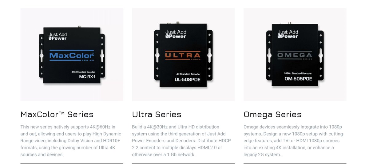 Reminder: New Case &amp; Terminology Refresh ♻️

New Case Designs and Terminology:
▪️ Transmitter → Encoder
▪️ Receiver → Decoder

Product Series:
🟦 MaxColor (4K60) → MaxColor Series
🟧  3G Ultra (4K30) → Ultra Series
⬜  2GΩ/3G+ Omega (1080p) → Omega Series