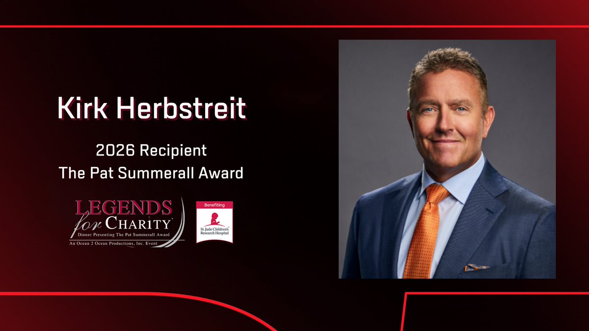 bhofheimer_espn's tweet image. Congrats to @KirkHerbstreit who has been named the recipient of the prestigious Pat Summerall Award.

Kirk will be honored during Super Bowl week in San Francisco at the Legends for Charity dinner benefiting @StJude Children’s Research Hospital: bit.ly/4noSpcQ