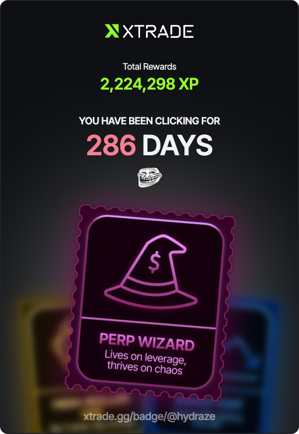Have a feeling our timelines are about to get taken over with these.

If you've been trading on Hyperliquid then deffo worth claiming your XTrade XP.

Looks like they're gonna do an airdrop and your past HL volume gives you free points.

Platform looks slick as well.

Go claim