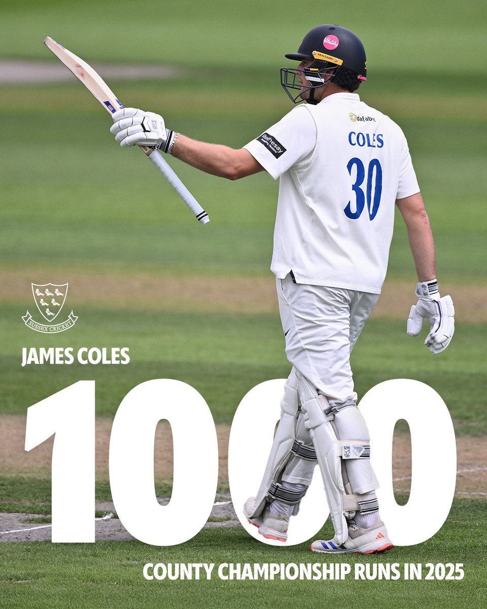James Coles Summer.

1,000 runs for Colesy in this year's <a href="/CountyChamp/">Rothesay County Championship</a>! 👏
